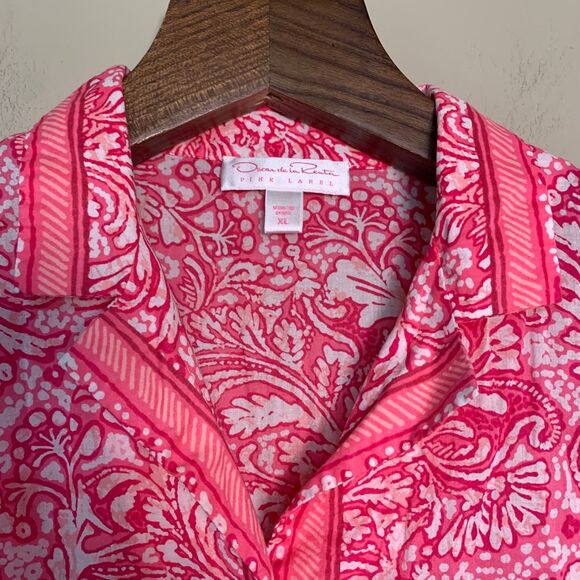 Oscar de la Renta Pink Label Pink Button Down Pajama Top Size XL - Picture 3 of 12